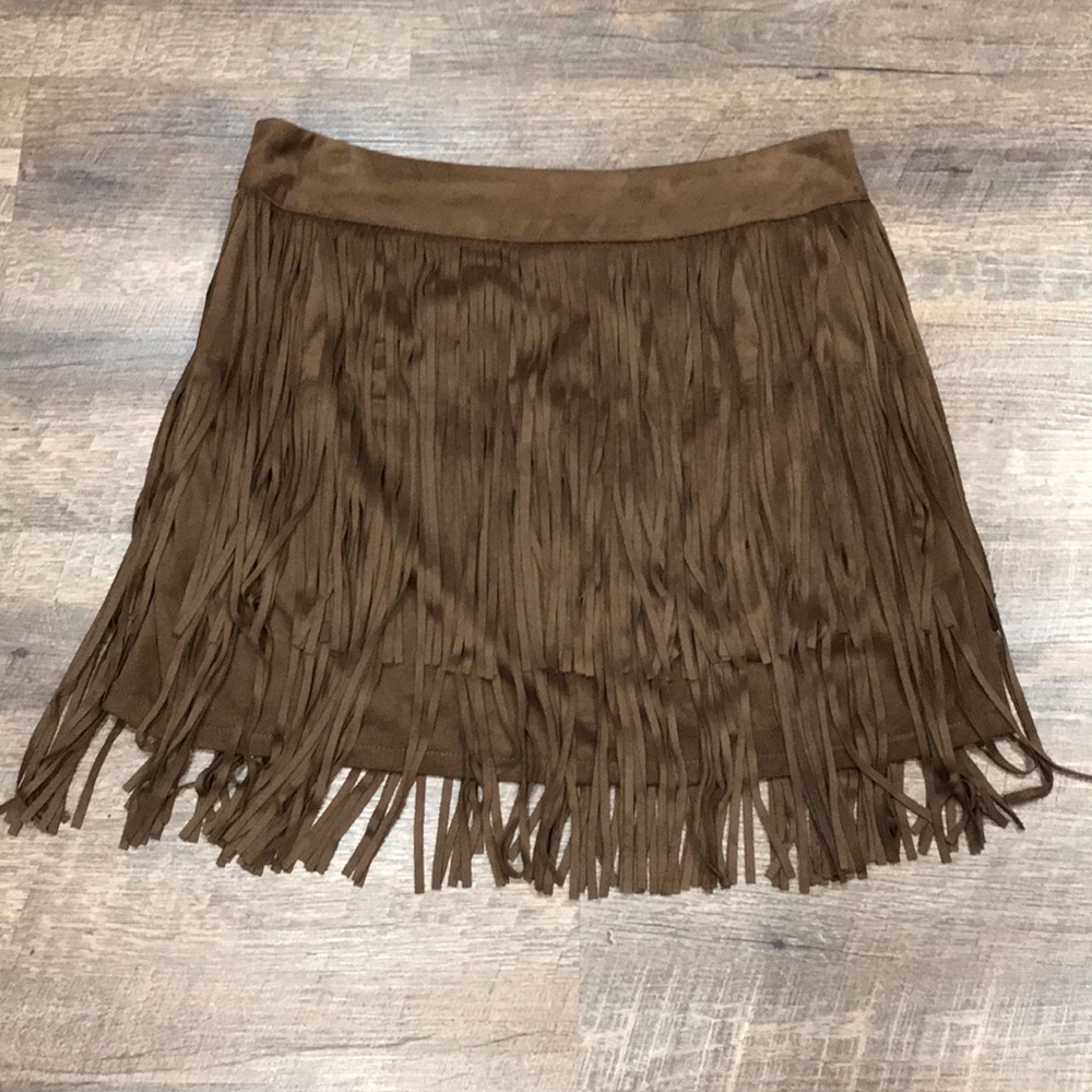 Forever 21 (faux suede fringe link skirt)